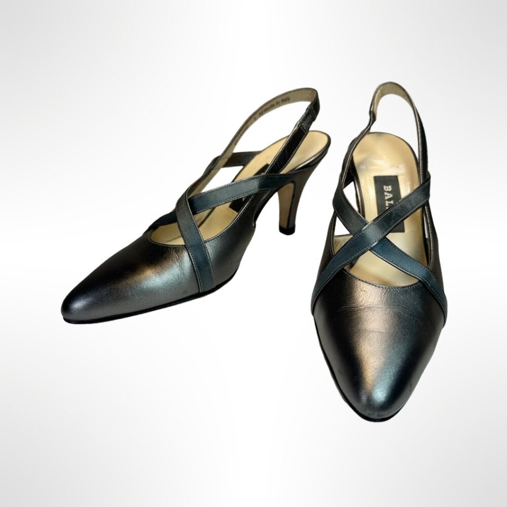 Bally Silver Gray Slings, Size 5, never worn